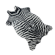 Load image into Gallery viewer, Zebra/Cow Goat Printed Carpet Velvet Imitation Leather Rugs Cowhide Animal Skins Natural Shape Carpets Decoration Mats
