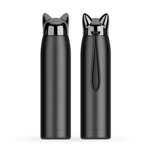 320ml/11oz Double Wall Thermos Water Bottle Stainless Steel Vacuum Flasks Cute Cat Fox Ear Thermal Coffee Tea Milk Travel Mug