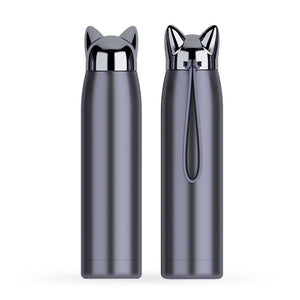 320ml/11oz Double Wall Thermos Water Bottle Stainless Steel Vacuum Flasks Cute Cat Fox Ear Thermal Coffee Tea Milk Travel Mug