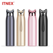 Load image into Gallery viewer, 320ml/11oz Double Wall Thermos Water Bottle Stainless Steel Vacuum Flasks Cute Cat Fox Ear Thermal Coffee Tea Milk Travel Mug