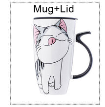 Load image into Gallery viewer, Drop shipping 600ml Creative Cat Ceramic Mug With Lid and Spoon Cartoon Milk Coffee Tea Cup Porcelain Mugs Nice Gifts