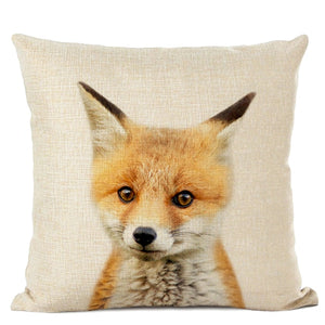 Cute Baby Animals Cushion Cover Home Decor Bunny Donkey Fox Decorative Pillows Linen Pillow Case Baby Room Decoration