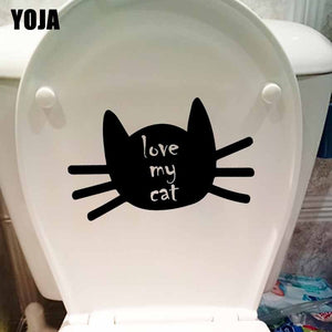 YOJA 23.3X14.2CM Love My Cat Toilet Decal Wall Sticker Kitty Feline Love Pet Face Meow T5-0243