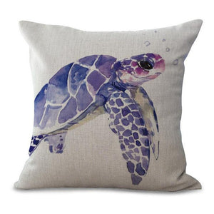 Turtles Printing Pillow Case Jellyfish Hippo Campus Whale Long Tail Fish Cushion Cover Sea Style Sofa Window Home Decoration