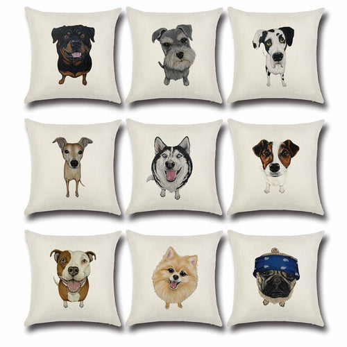 Animal Series Cartoon Dog Expressions 45*45cm Cushion Cover Linen Throw Pillow Car Home Decoration Decorative Pillowcase