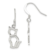 Load image into Gallery viewer, Shiny Sterling Silver Cat Earrings