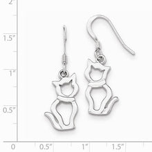 Load image into Gallery viewer, Shiny Sterling Silver Cat Earrings